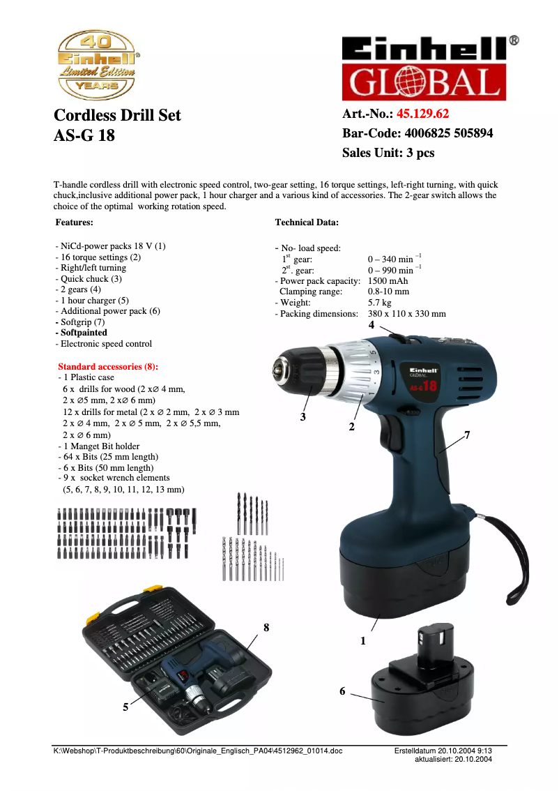 Page 1 de la notice Manuel utilisateur Global AS-G 18