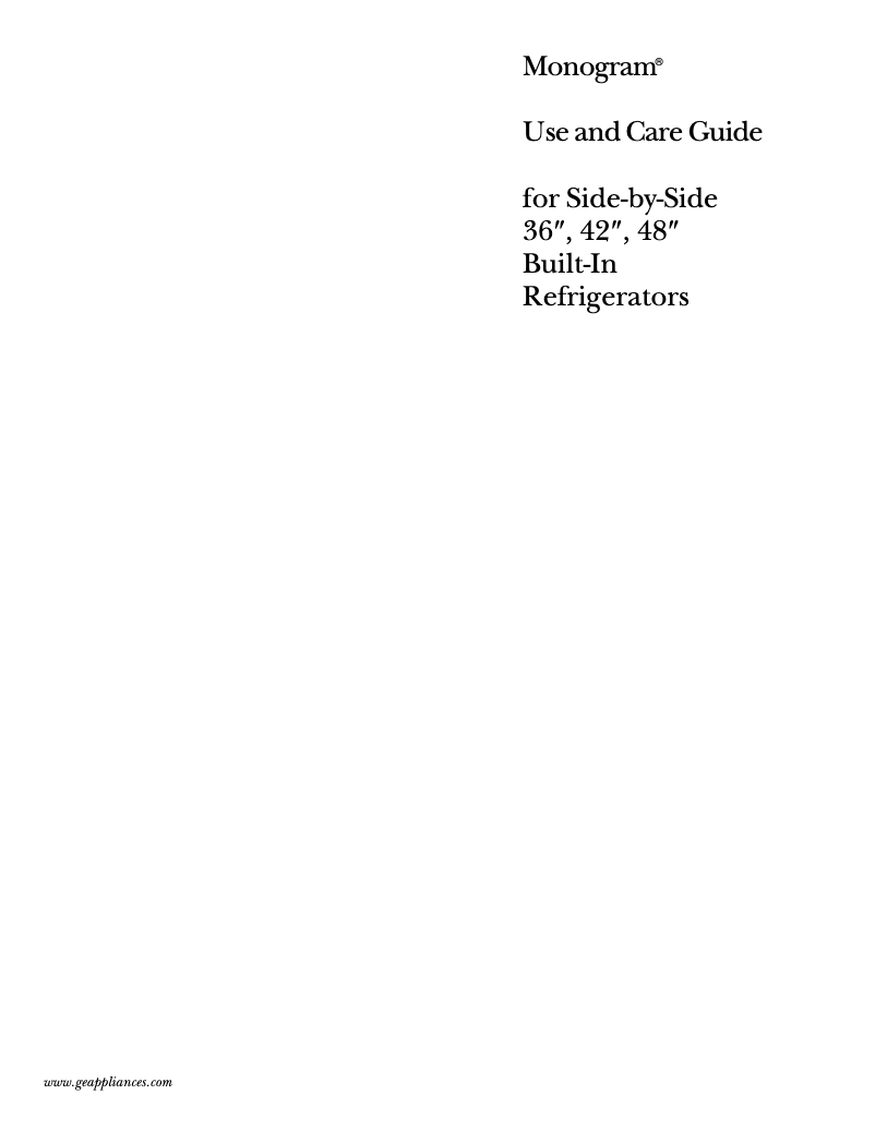 Page 1 of the manual Use and Maintenance Manual GE ZISS42DYSS