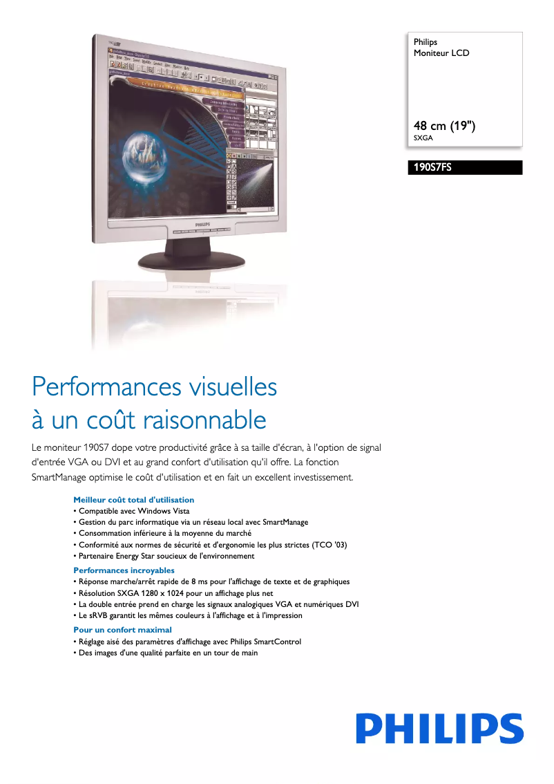 Page n°1 - Fiche technique Philips 190S7FS