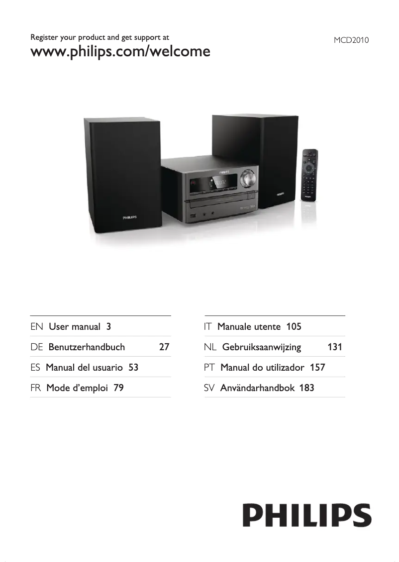 Page n°1 - Manuel utilisateur Philips MCD2010