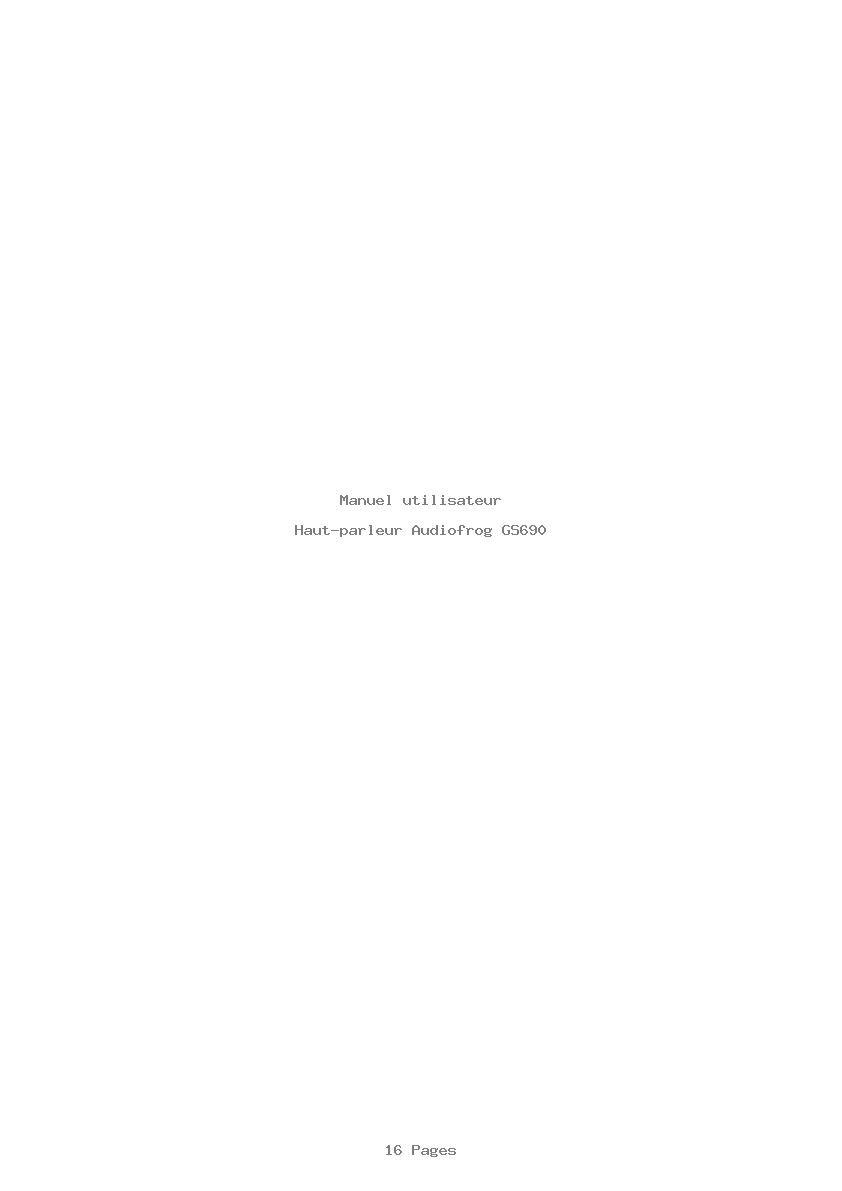 Page 1 de la notice Manuel utilisateur Audiofrog GS690