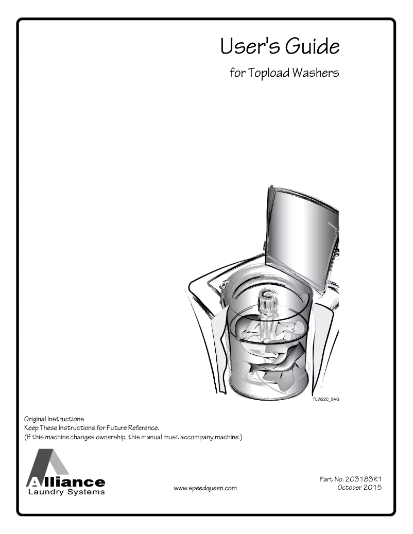 Página 1 del manual Manual de usuario Speed Queen AWNE82SP113TW01