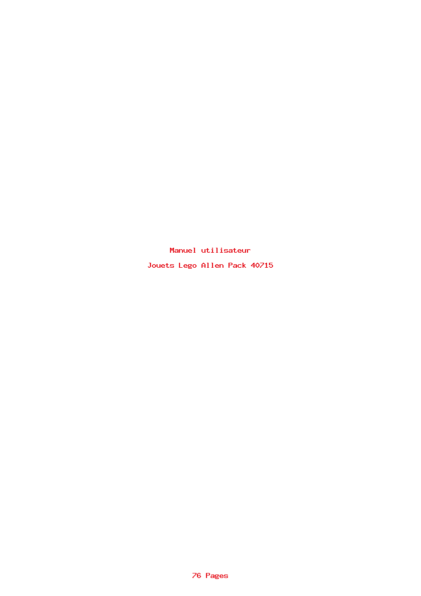 Page 1 de la notice Manuel utilisateur Lego Allen Pack 40715