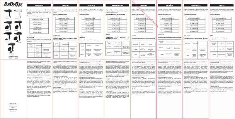 Page 1 de la notice Manuel utilisateur BaByliss Compact Pro 2400 6715DE