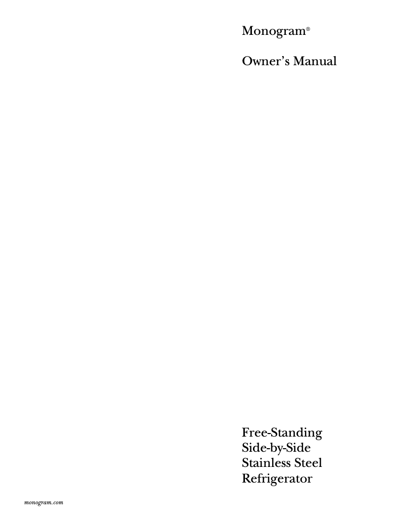 Page n°1 - Manuel d'utilisation et d'entretien GE ZFSB25DMSS