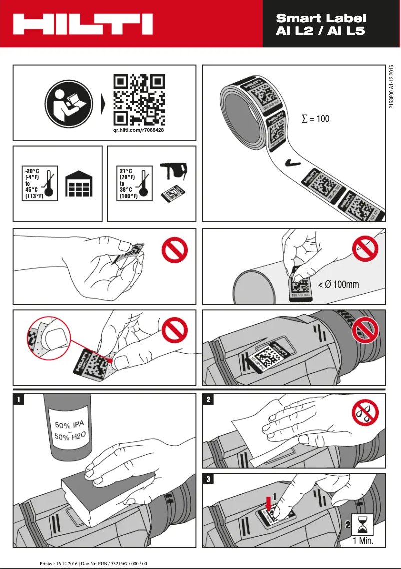 Page 1 de la notice Manuel utilisateur Hilti AI L2 AI L5