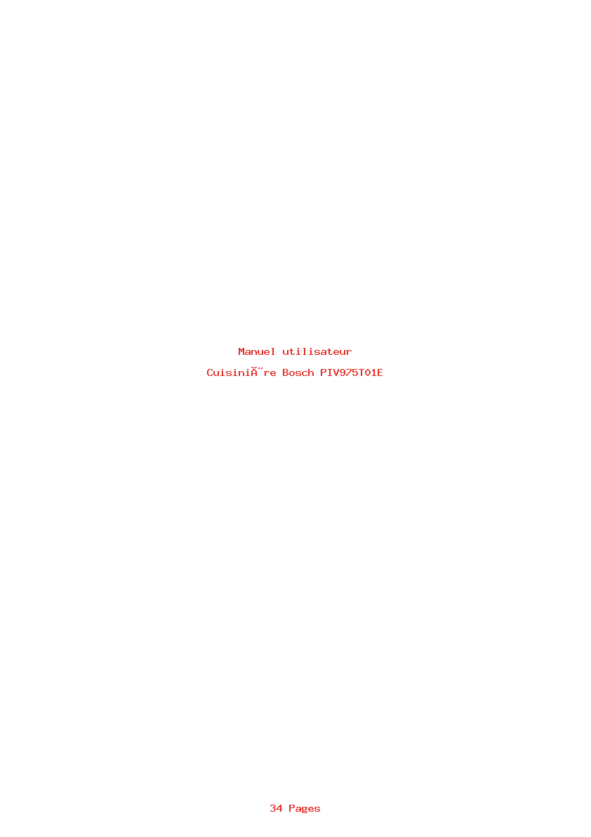 Page 1 de la notice Manuel utilisateur Bosch PIV975T01E