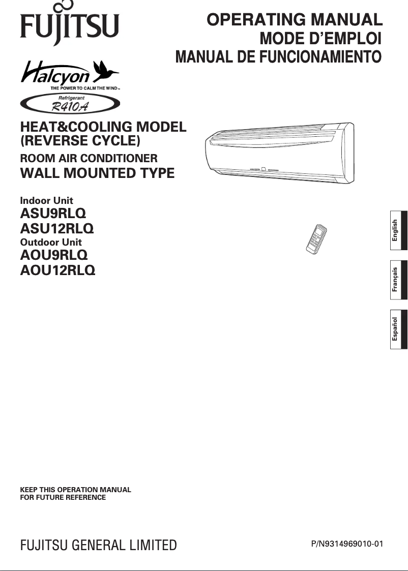 Page 1 de la notice Manuel utilisateur Fujitsu AOU12RLQ