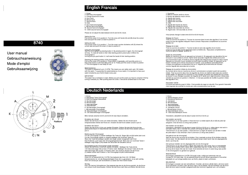 Page 1 de la notice Manuel utilisateur Davis 8740