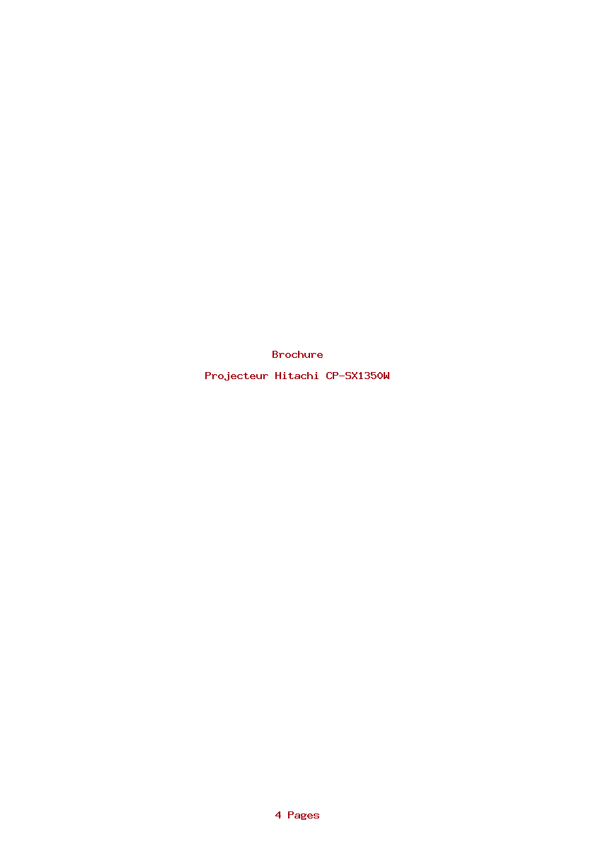 Page 1 de la notice Brochure Hitachi CP-SX1350W