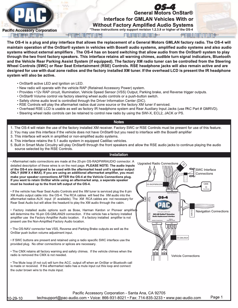 Page 1 de la notice Manuel utilisateur PAC OnStar OS-4