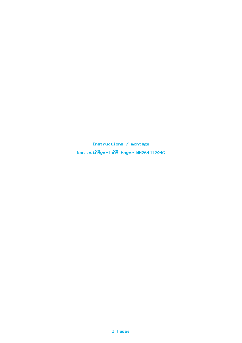 Page 1 de la notice Instructions / montage Hager WH26441204C