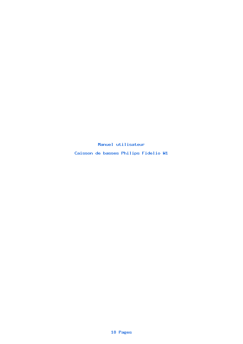 Image de la première page du manuel de l'appareil Fidelio W1