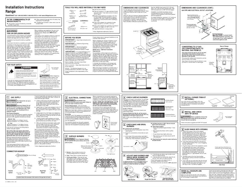 Page 1 of the manual Installation Guide GE PGS950SEFSS