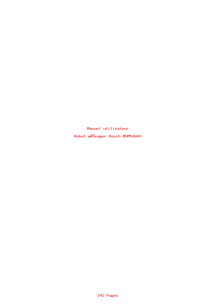 Page 1 de la notice Manuel utilisateur Bosch MUM54Q40
