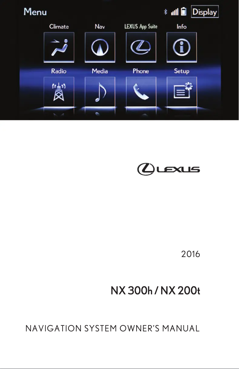 Página 1 del manual Manual de usuario Lexus NX 200t (2016)