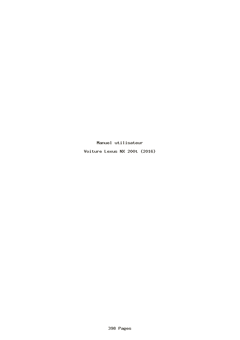 Page 1 de la notice Manuel utilisateur Lexus NX 200t (2016)