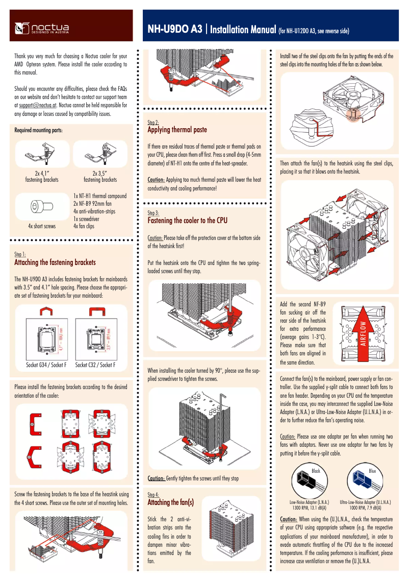 Page 1 of the manual User Manual Noctua NH-U9DO A3