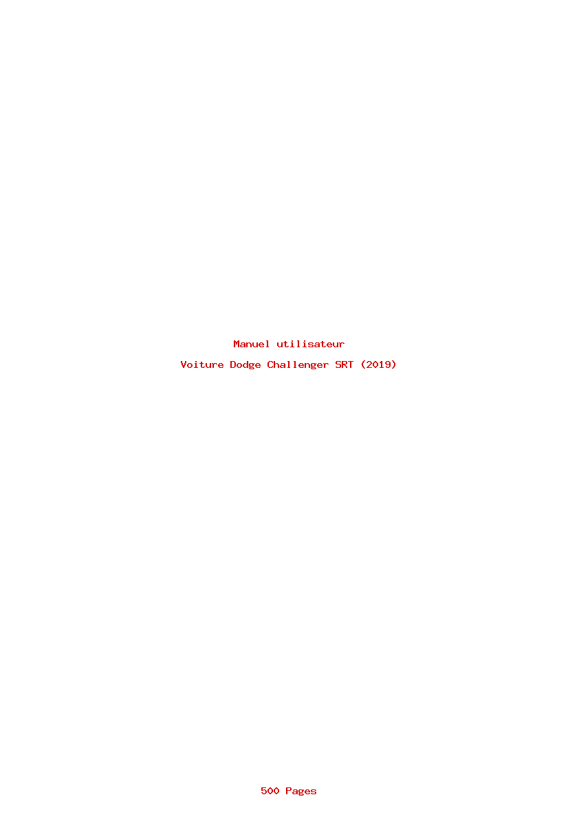 Page 1 de la notice Manuel utilisateur Dodge Challenger SRT (2019)