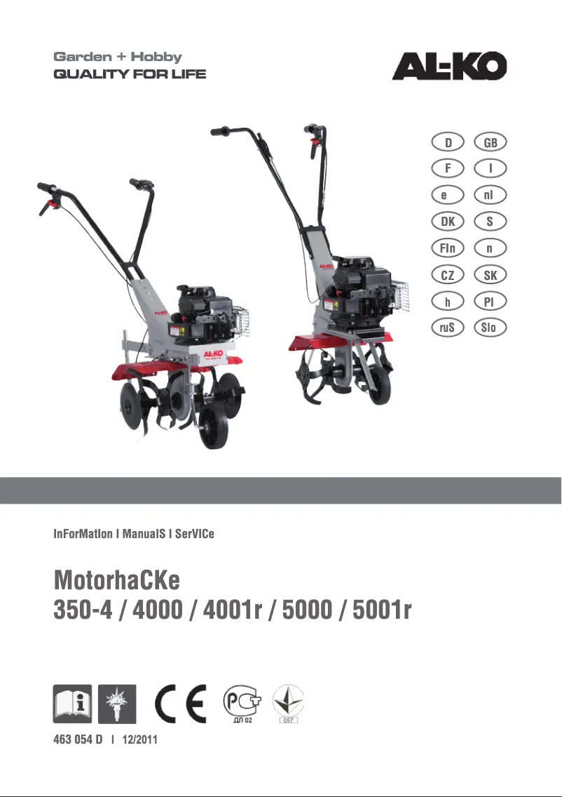 Page 1 de la notice Manuel utilisateur AL-KO MH 350-4