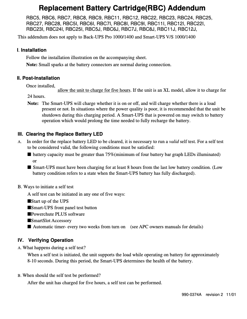 Page 1 de la notice Manuel utilisateur APC RBC4