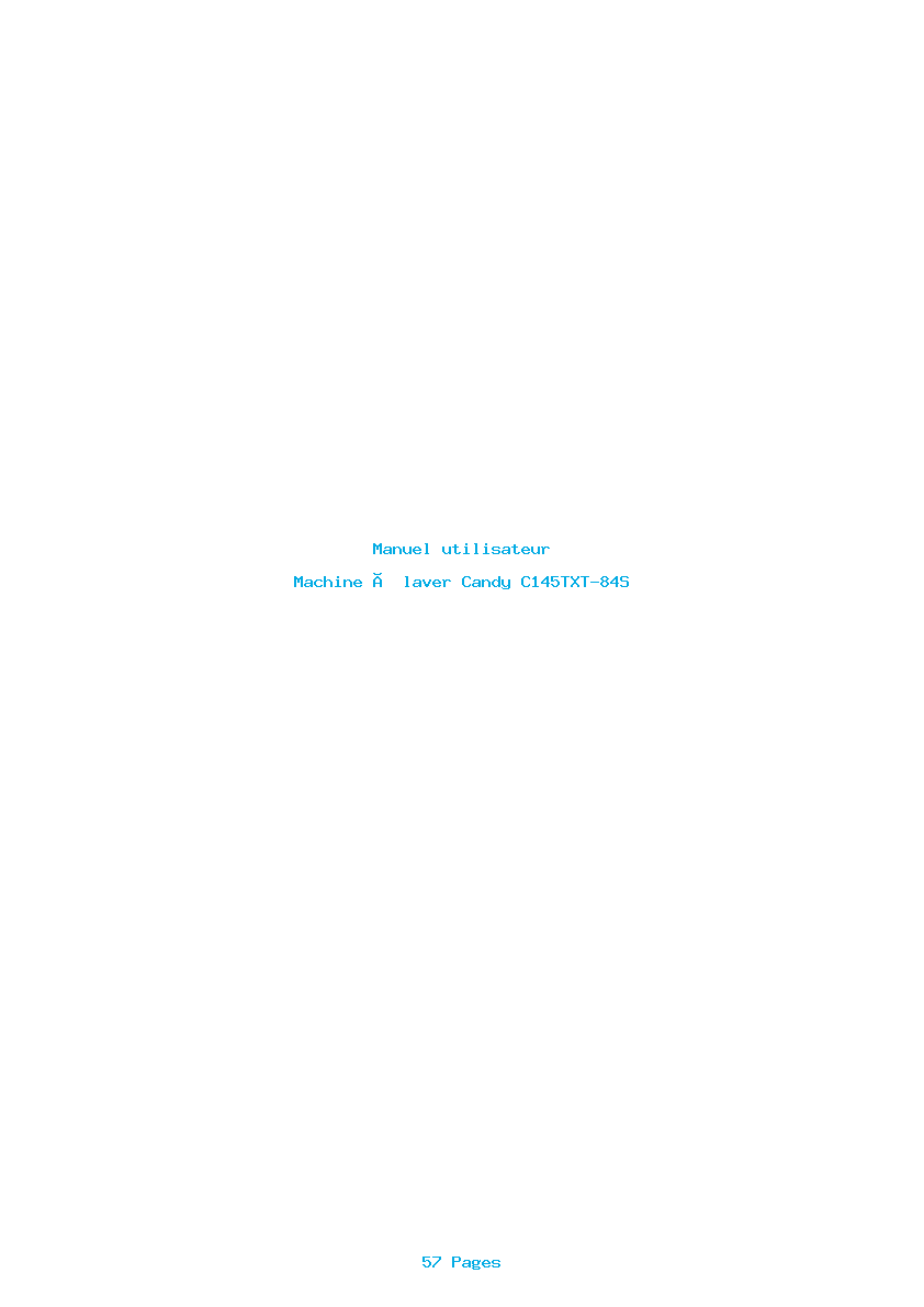 Page 1 de la notice Manuel utilisateur Candy C145TXT-84S