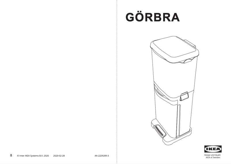 Page 1 de la notice Manuel utilisateur Ikea GÖRBRA 004.910.36