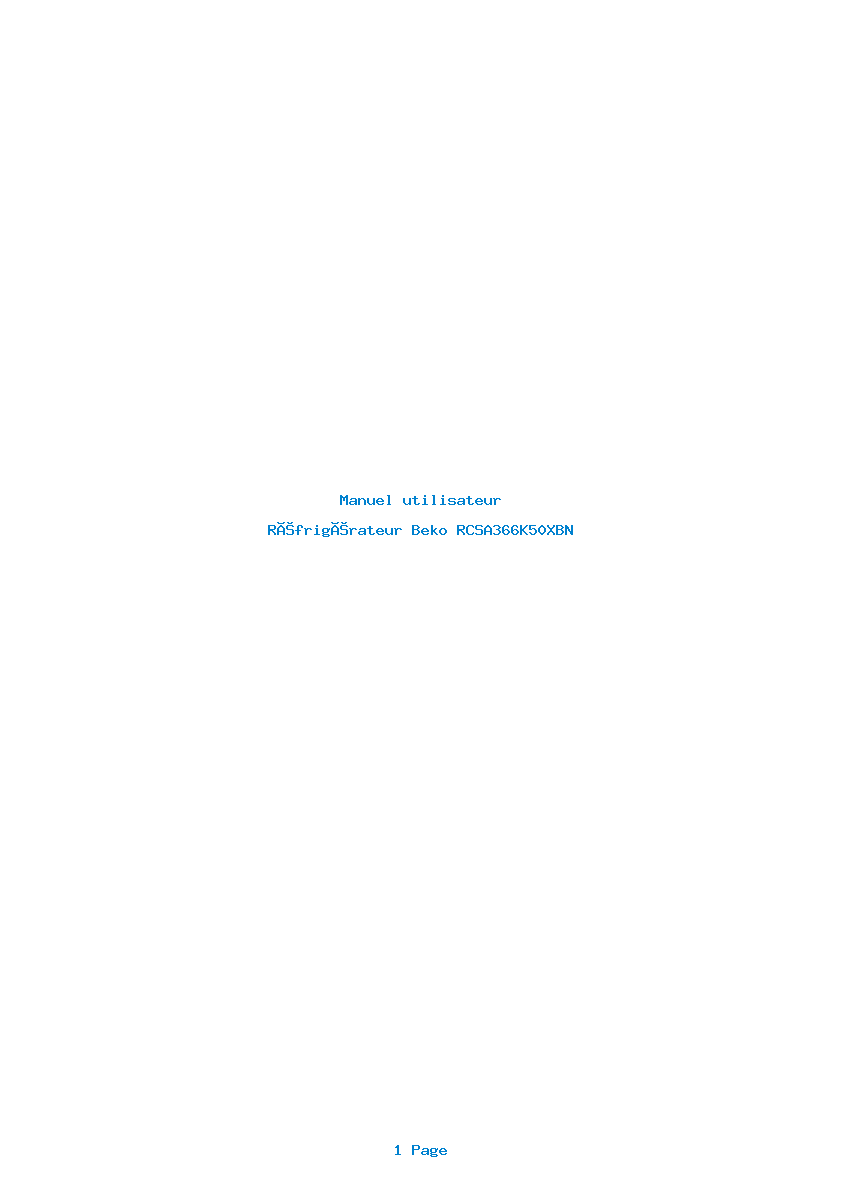Page 1 de la notice Manuel utilisateur Beko RCSA366K50XBN