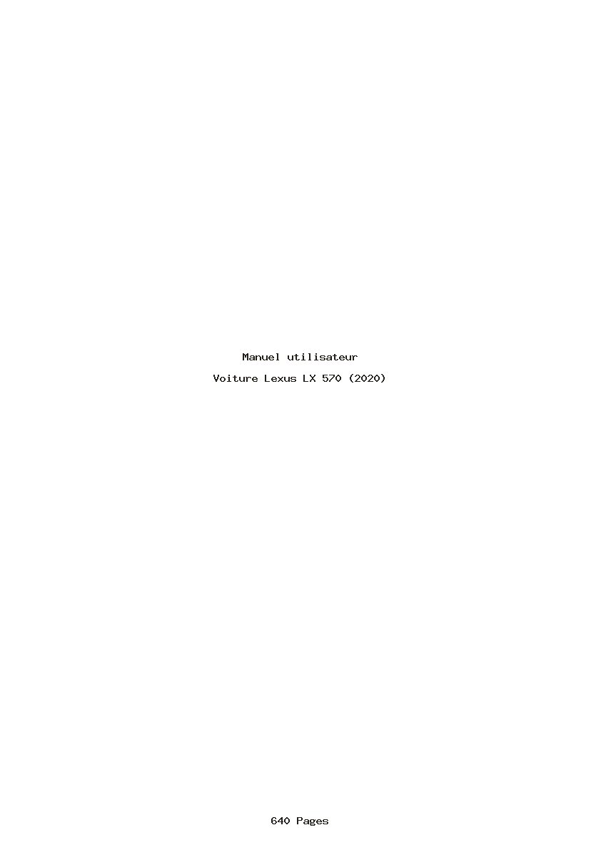 Page 1 de la notice Manuel utilisateur Lexus LX 570 (2020)