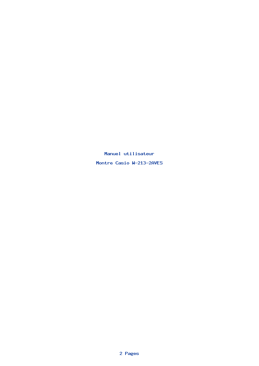 Page 1 de la notice Manuel utilisateur Casio W-213-2AVES