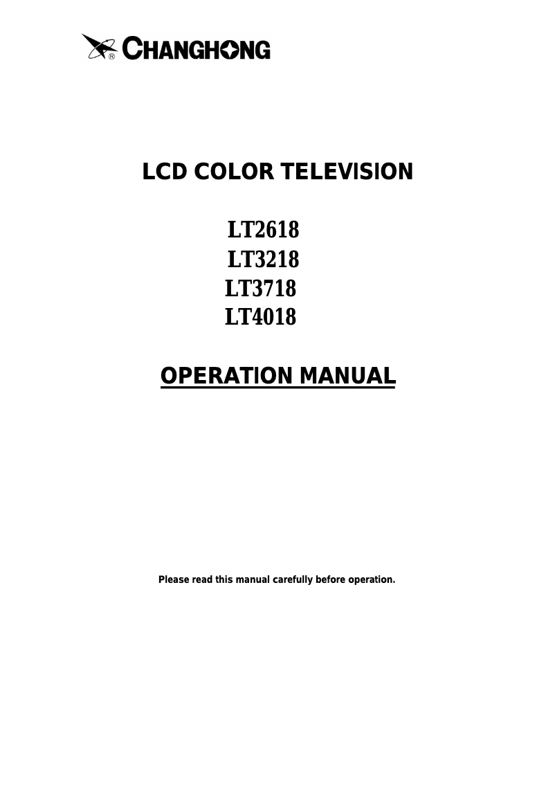 Page 1 of the manual User Manual Changhong LT3218
