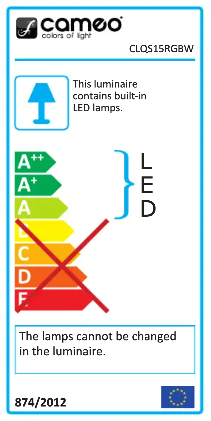 Page 1 de la notice Fiche technique Cameo Q SPOT 15 RGBW