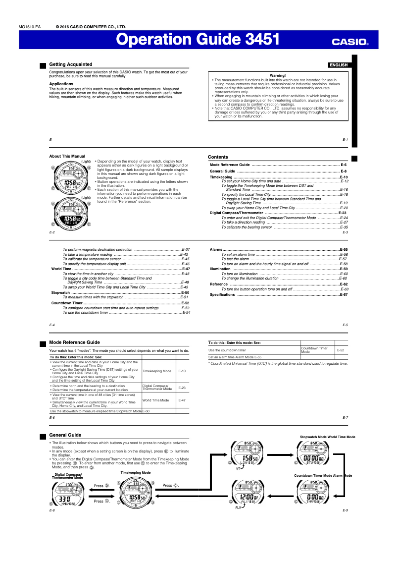 Page 1 de la notice Manuel utilisateur Casio SGW600H-1B