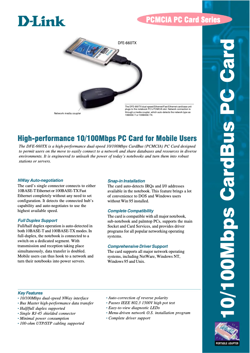 Page 1 de la notice Fiche technique D-Link DFE-660TX