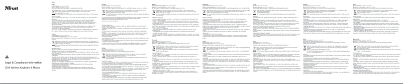 Page 1 de la notice Manuel utilisateur Trust ZIVA Wireless Keyboard & Mouse