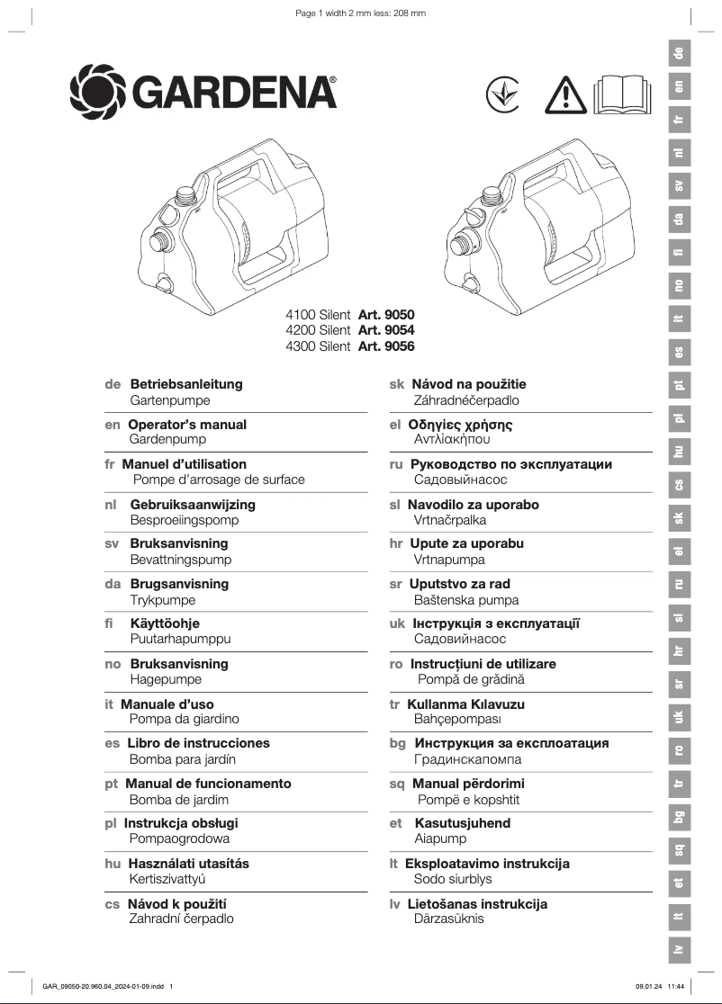 Page 1 de la notice Manuel utilisateur Gardena 4200 Silent