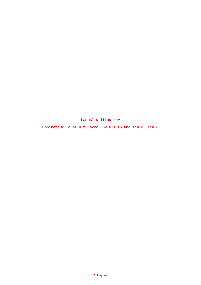 Page 1 de la notice Manuel utilisateur Tefal Air Force 360 All-In-One TY9282 TY928