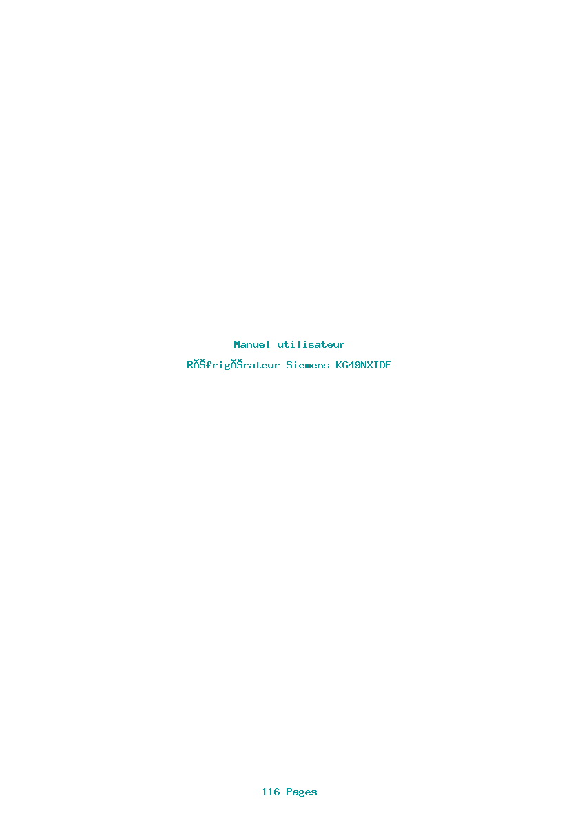 Page 1 de la notice Manuel utilisateur Siemens KG49NXIDF