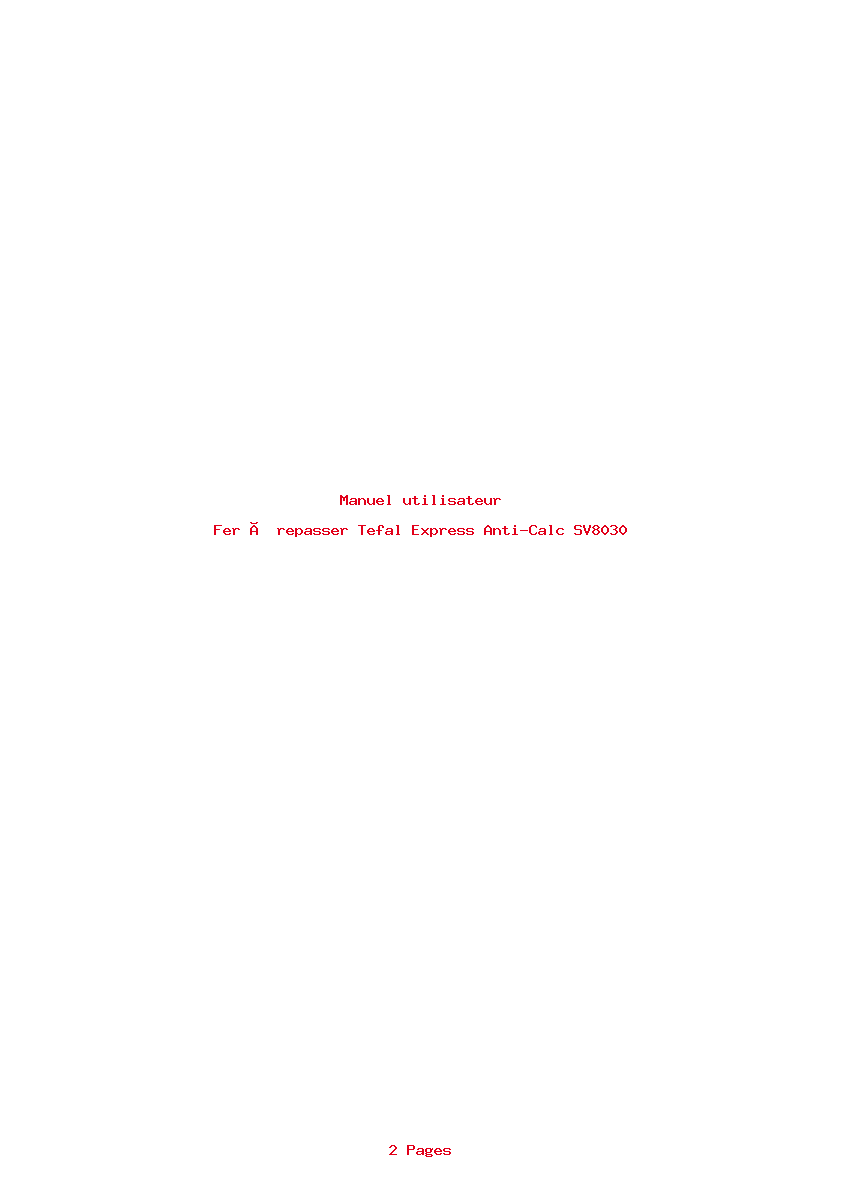 Page 1 de la notice Manuel utilisateur Tefal Express Anti-Calc SV8030
