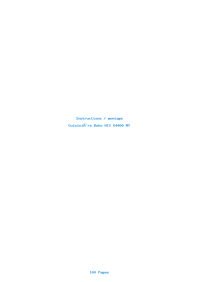 Page 1 de la notice Instructions / montage Beko HII 64400 MT
