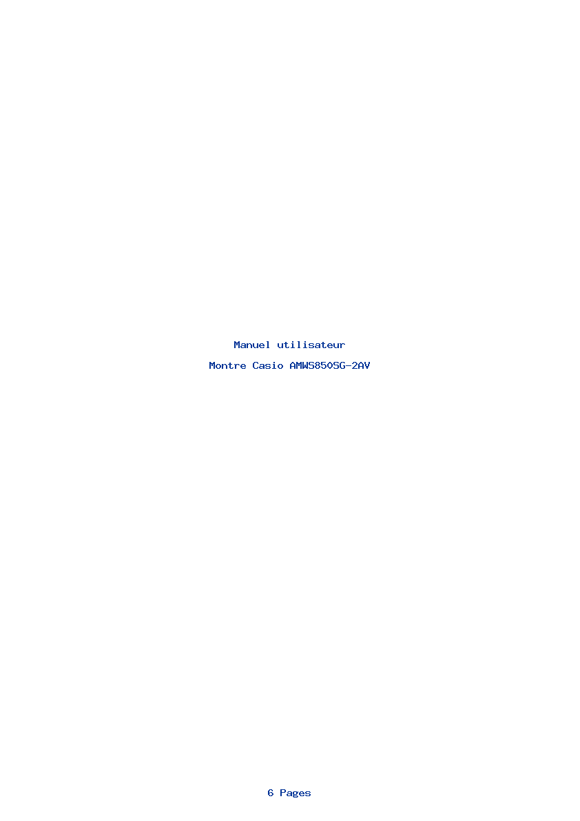 Page 1 de la notice Manuel utilisateur Casio AMWS850SG-2AV