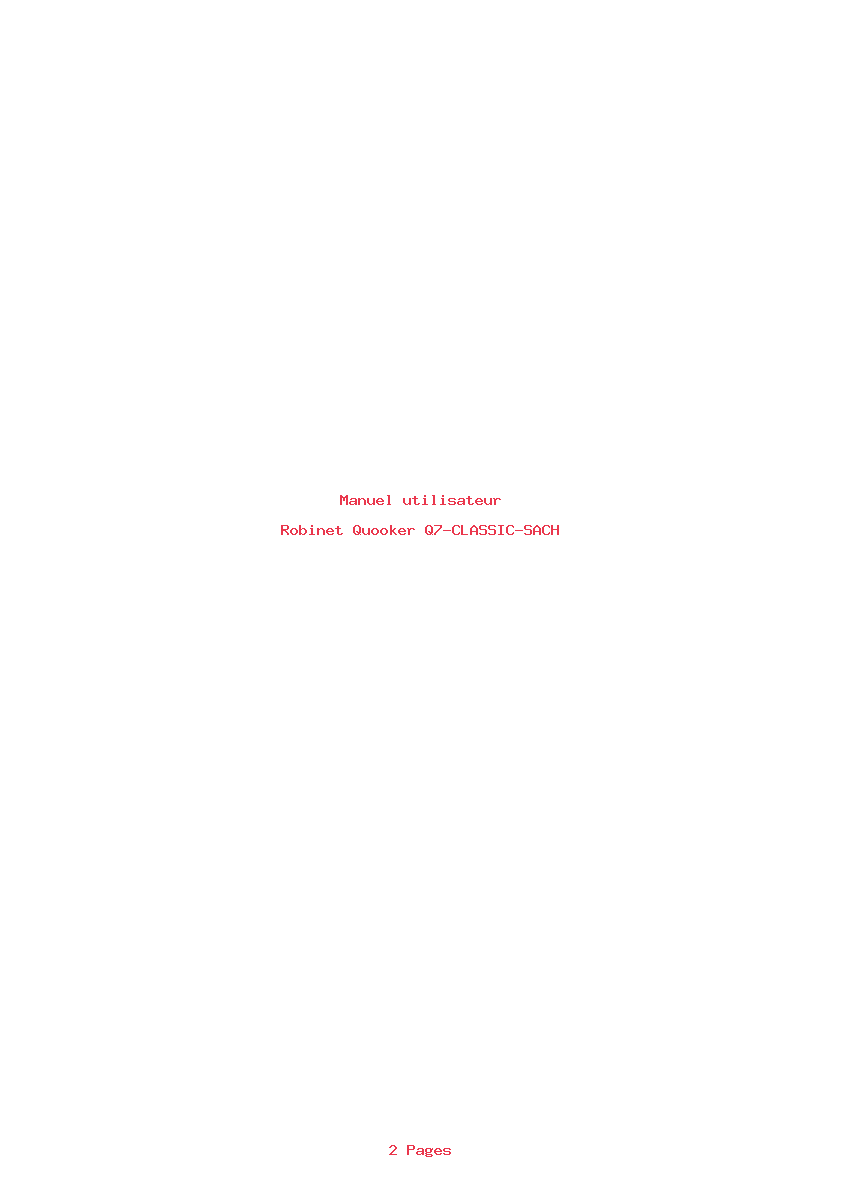 Page 1 de la notice Manuel utilisateur Quooker Q7-CLASSIC-SACH