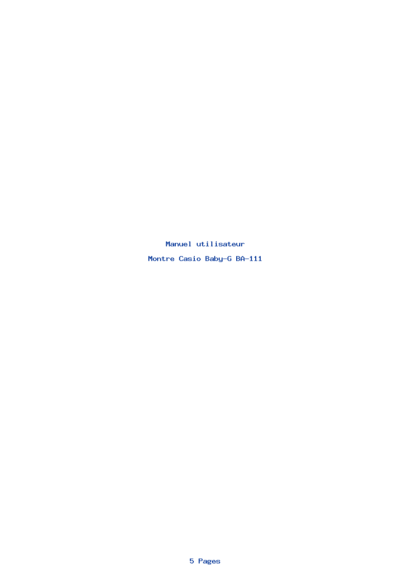 Page 1 de la notice Manuel utilisateur Casio Baby-G BA-111