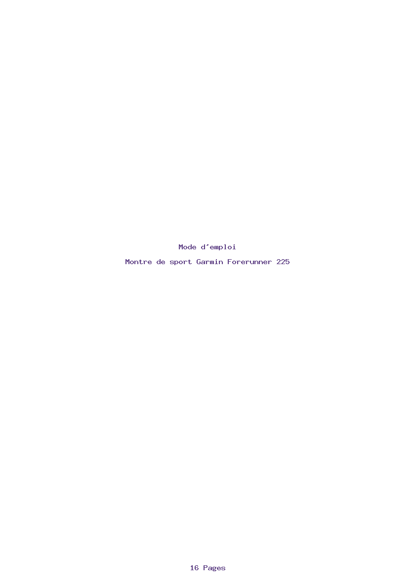 Page 1 de la notice Mode d'emploi Garmin Forerunner 225