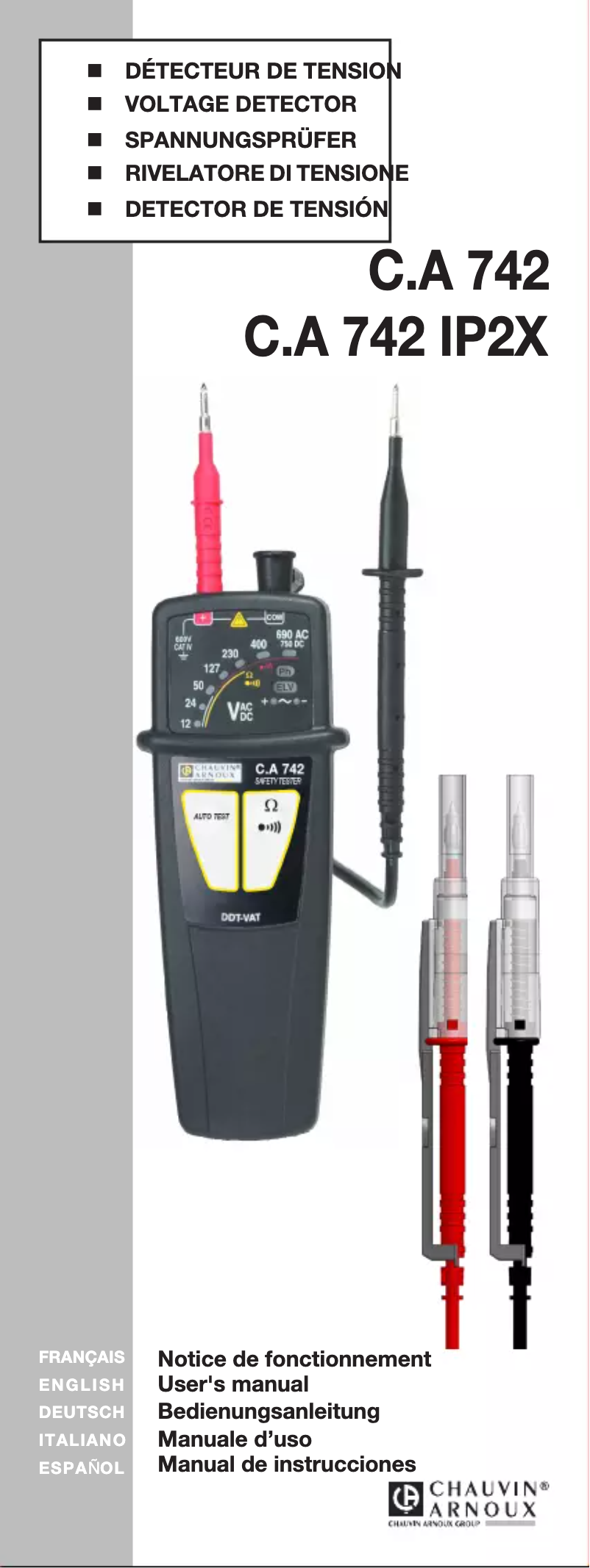 Page 1 of the manual User Manual Chauvin Arnoux C.A 742