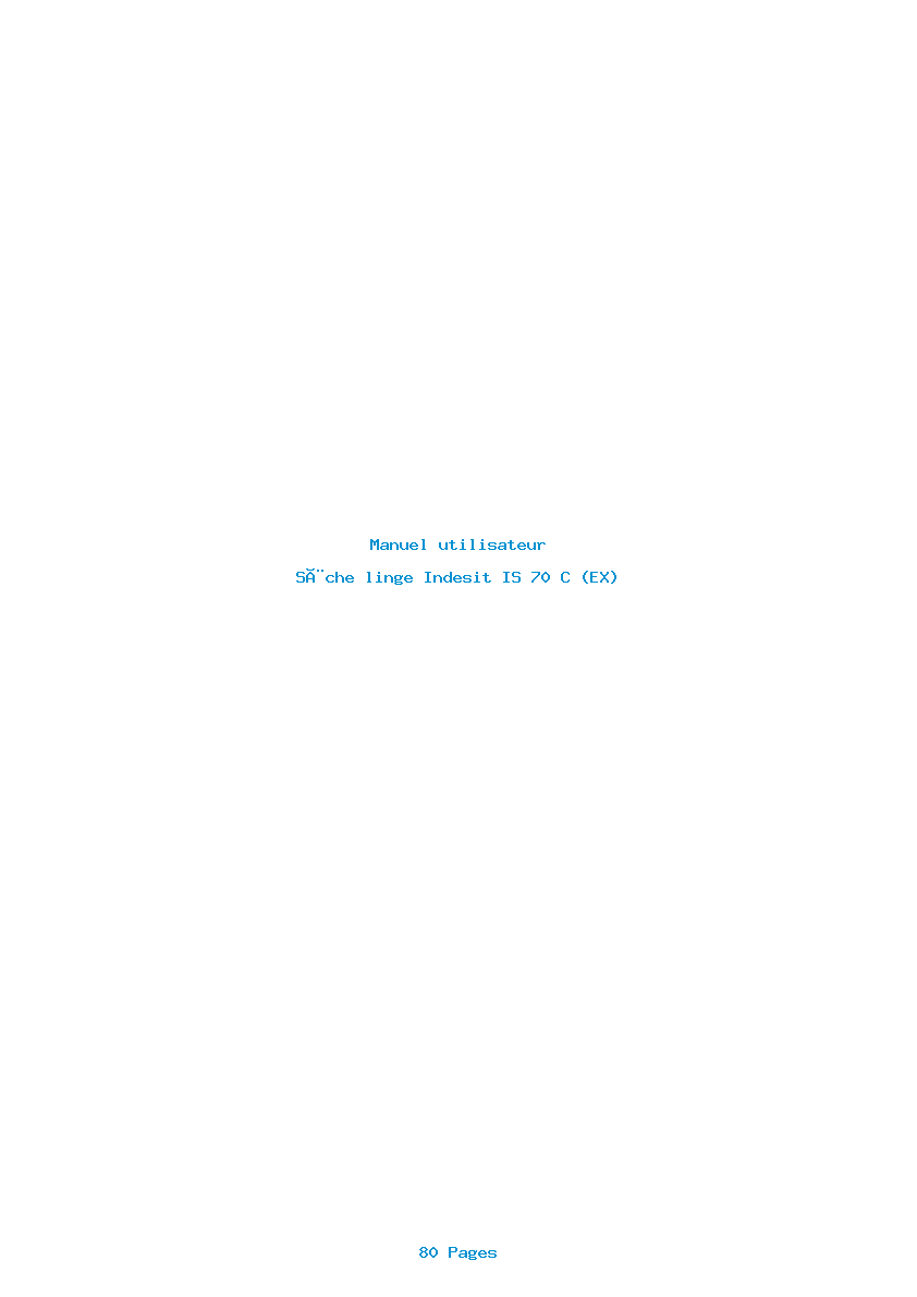 Page 1 de la notice Manuel utilisateur Indesit IS 70 C (EX)