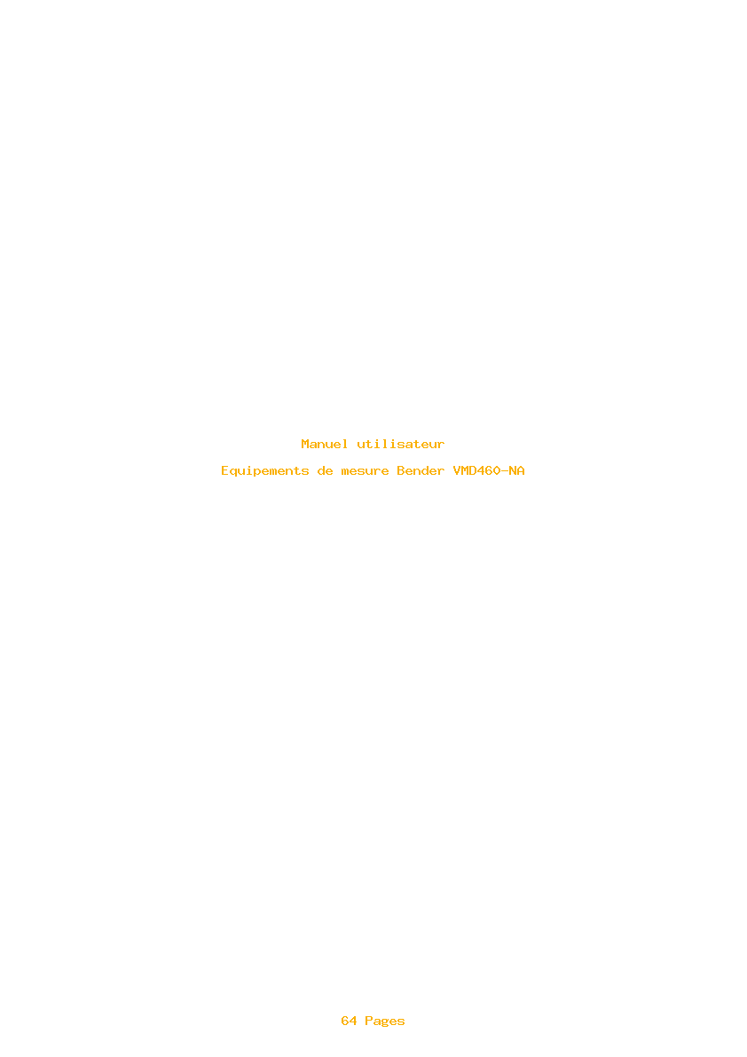 Page 1 de la notice Manuel utilisateur Bender VMD460-NA