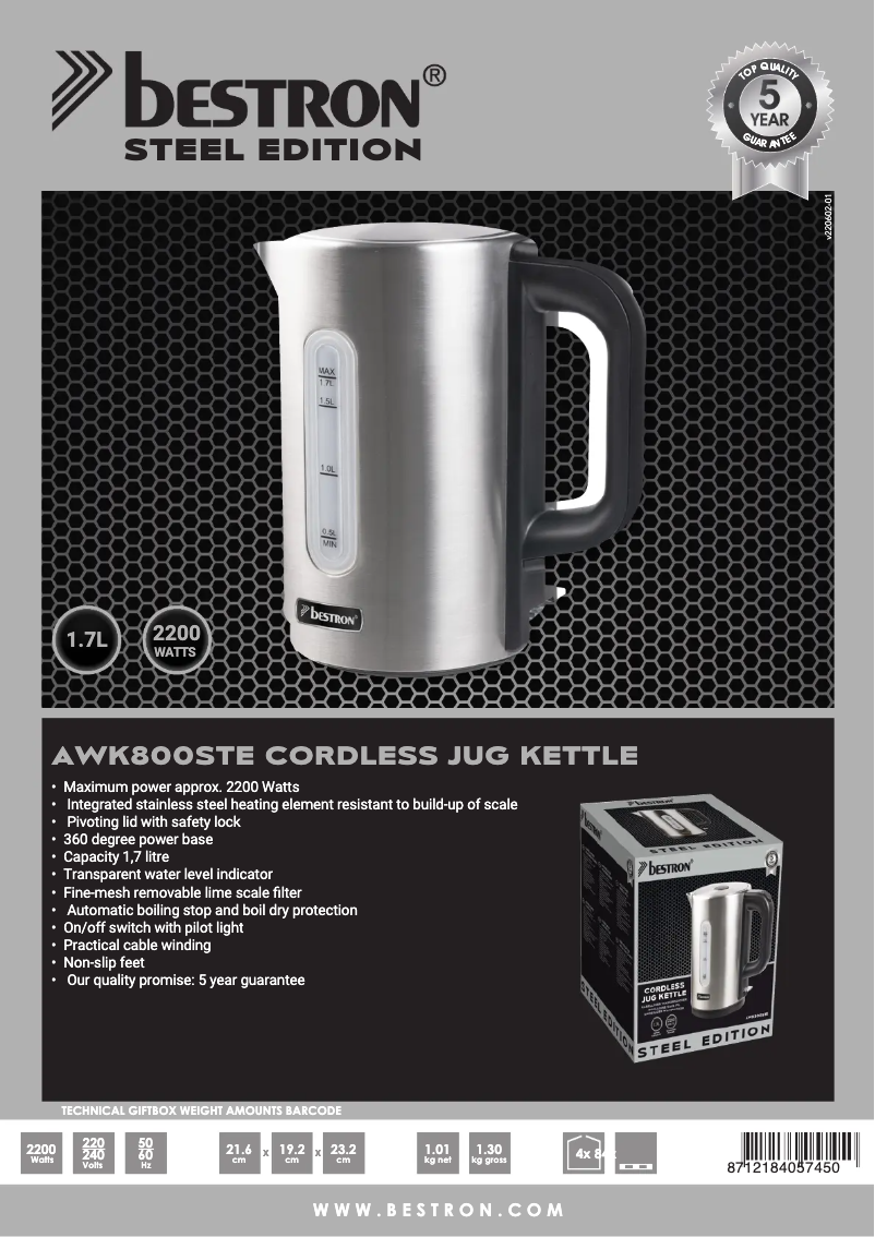 Página 1 del manual Manual de usuario Bestron AWK800STE