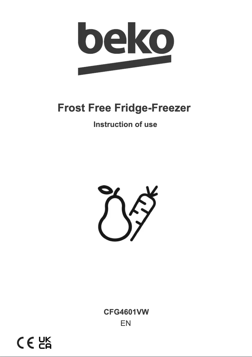 Page 1 de la notice Manuel utilisateur Beko CFG4601VW