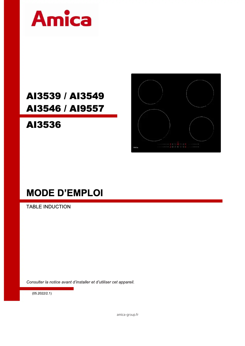 Page 1 de la notice Manuel utilisateur Amica AI3546